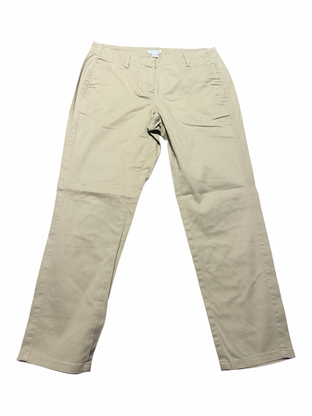 J. Jill Women's Live in Chino Size 4P Straight-Leg Trousers in Khaki Classic
